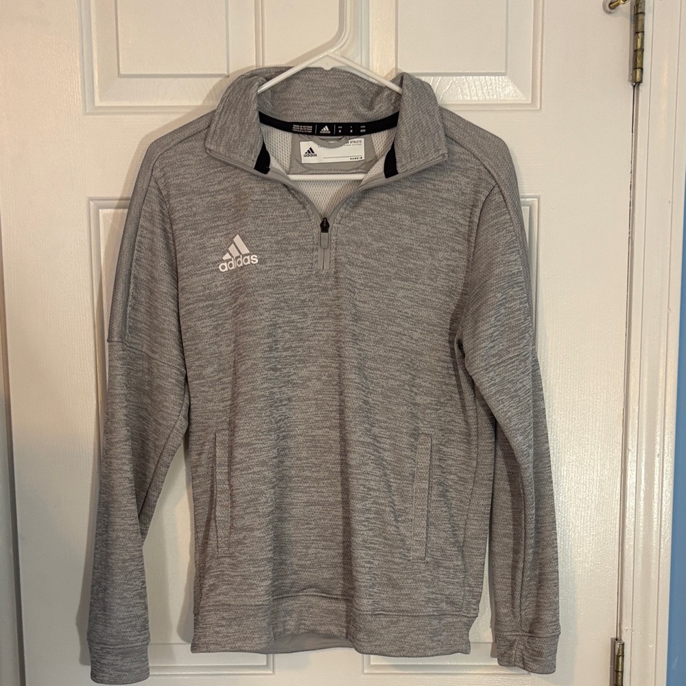Adidas Heathered Gray Half-Zip Jacket